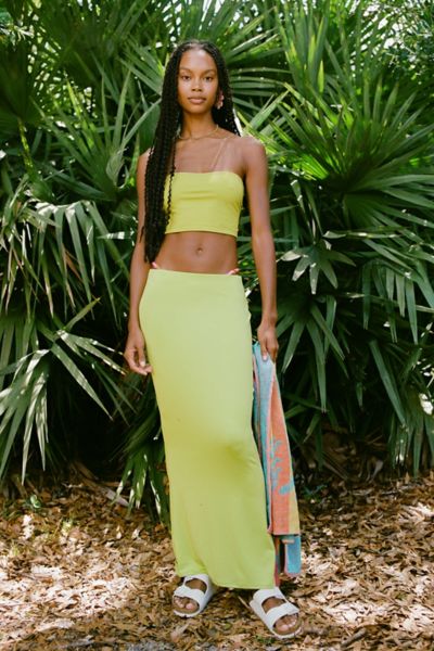 Urban Outfitters Uo Dominique Maxi Skirt In Lime