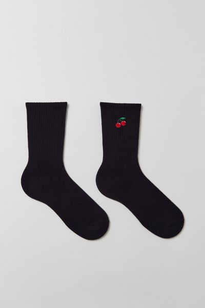 Urban Outfitters Cherry Icon Crew Sock In Black, Men's At
