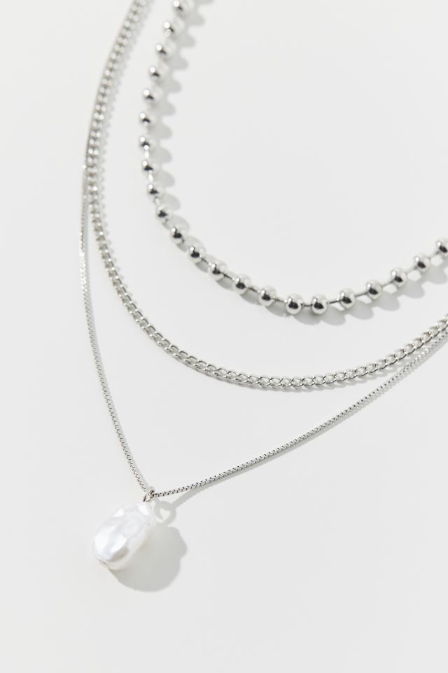 Pearl Ball Chain Layering Necklace #1