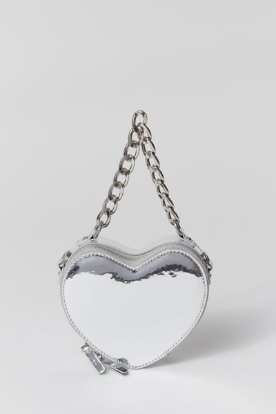 Urban Outfitters Uo Heart Crossbody Bag In Silver