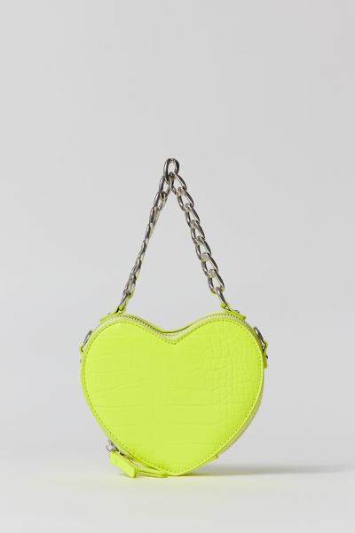 Urban Outfitters Uo Heart Crossbody Bag In Neon Yellow