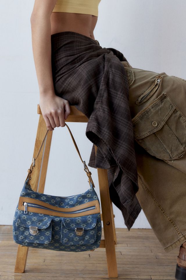 Silence + Noise Jamie Denim Jacquard Hobo Bag