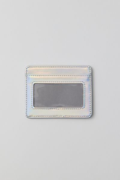 Urban Outfitters Uo Iridescent Cardholder Wallet In Silver Iridescent