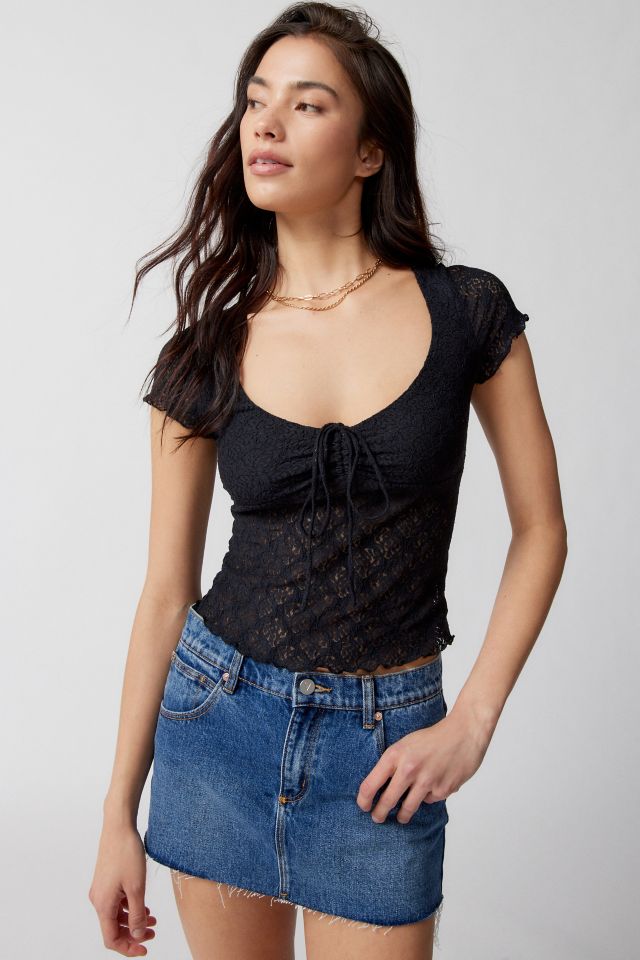 Urban Outfitters Kimchi Blue Annalise Lace Henley Top