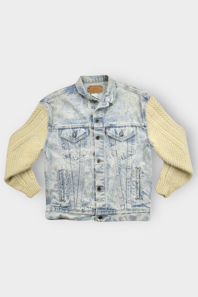 Vintage Levi's® Light Acid Wash Cable Sweater Denim Jacket | Urban  Outfitters