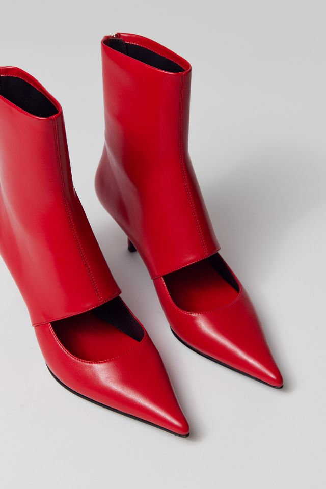 Balenciaga Red Leather Ankle Boots Size 9 Womens