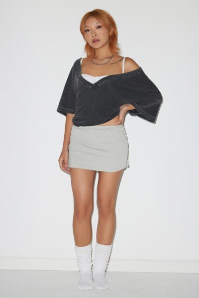 Out From Under Bec Low-rise Micro Mini Skort In Light Heather Grey, Women's At Urban Outfitters In Heather Grey