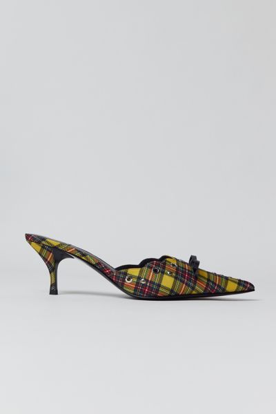 Jeffrey Campbell Gratis Heeled Mule In Yellow Plaid