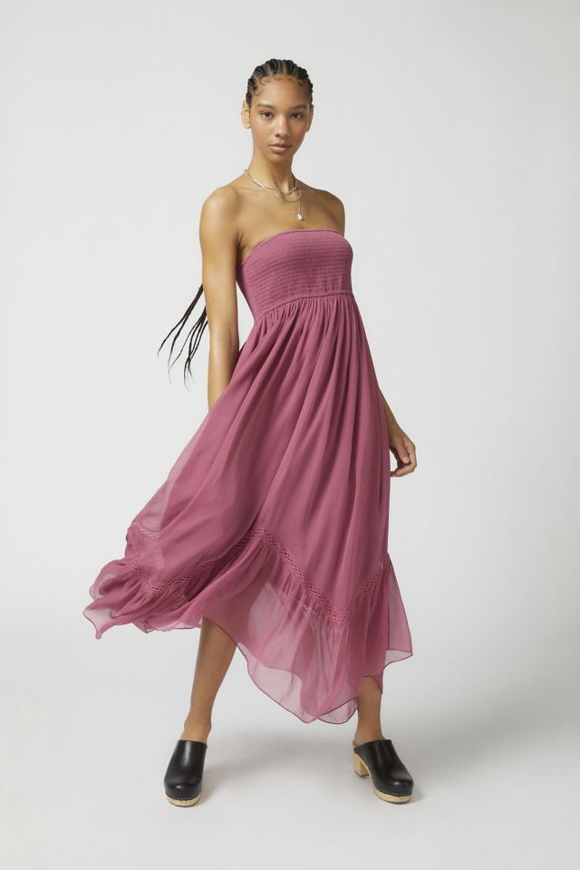 Strapless midi dress flowy sale