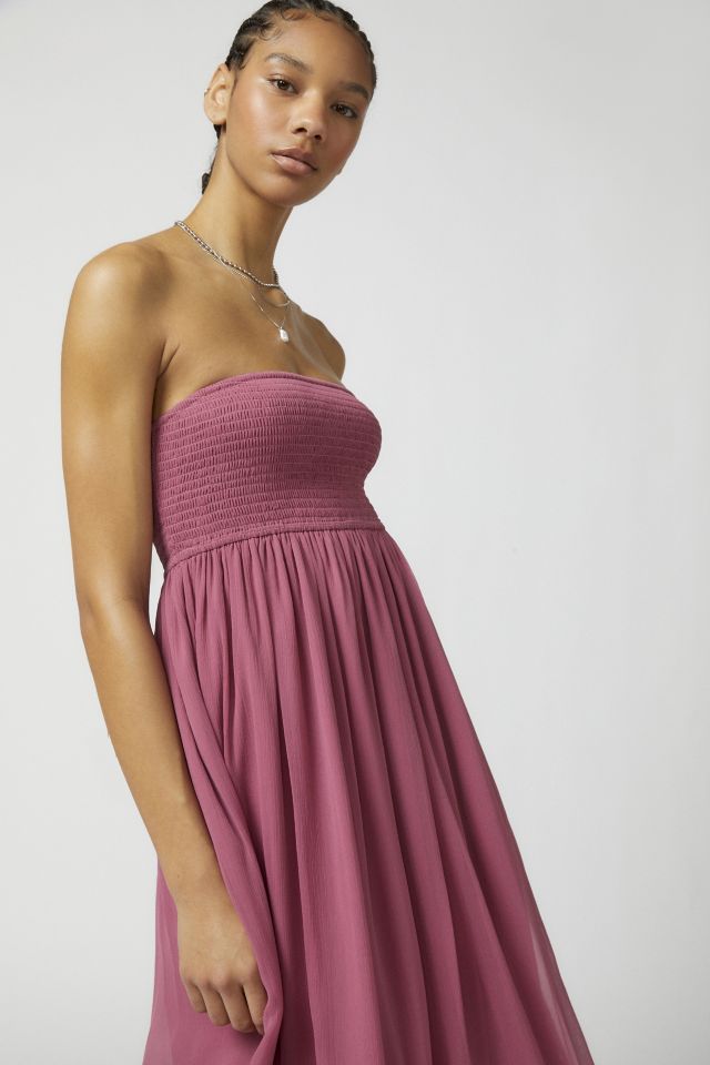 UO Caley Smocked Strapless Midi Dress #1