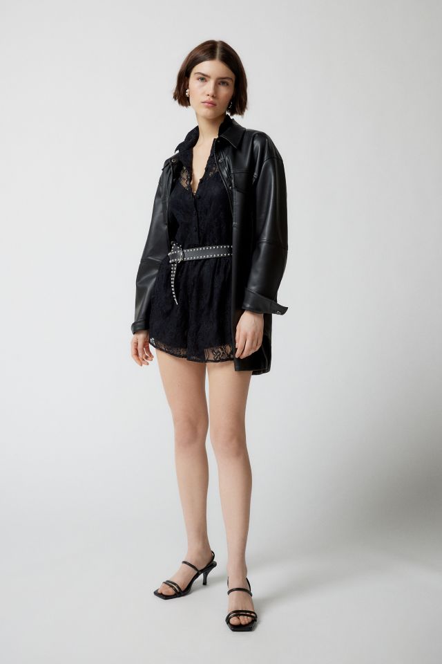 Silence + Noise Kaelin Lace Collared Romper #1