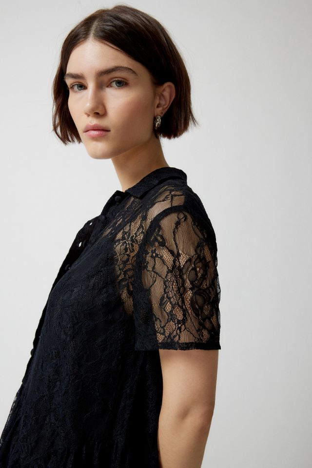 Silence + Noise Kaelin Lace Collared Romper #3