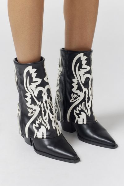 Shop Azalea Wang Esperanza Cowboy Boot In Black/white, Women's At Urban Outfitters In Black + White
