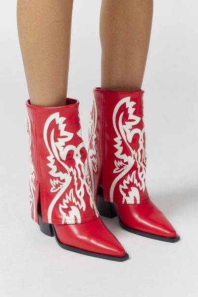 Azalea Wang Esperanza Faux Leather Boot In Red + White