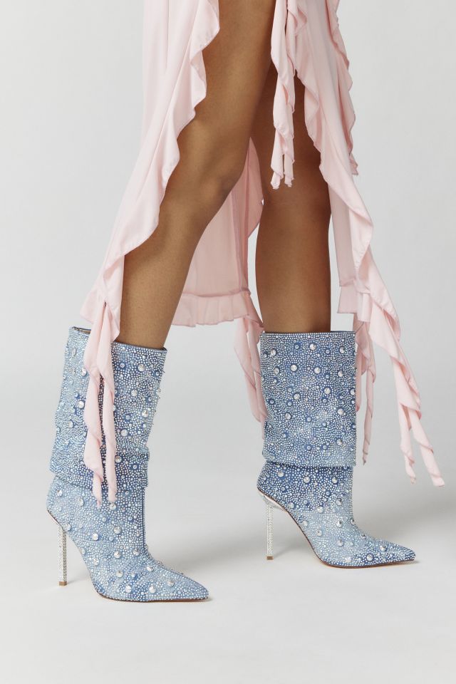 Azalea Wang Challenger Rhinestone Denim Boot