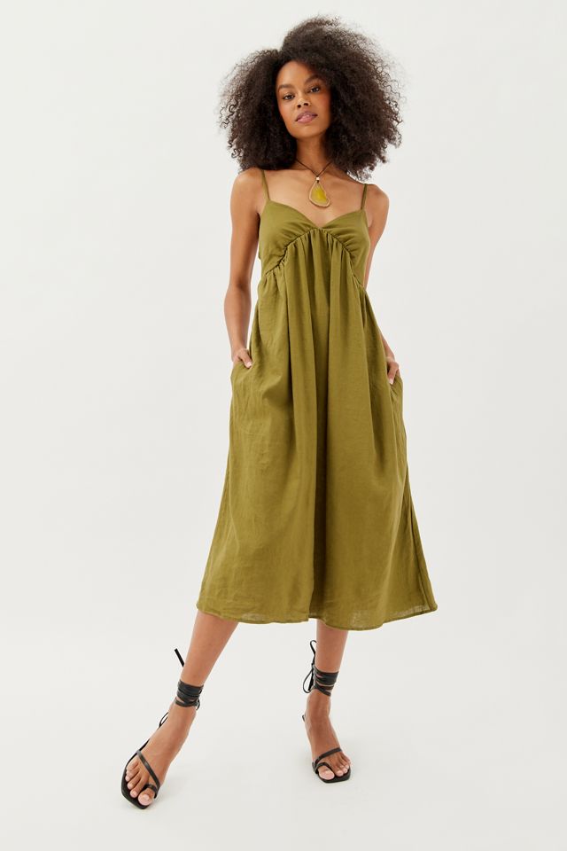 Urban Renewal Made In LA Linen Simplistic Fitted Midi Dress | Urban  Outfitters