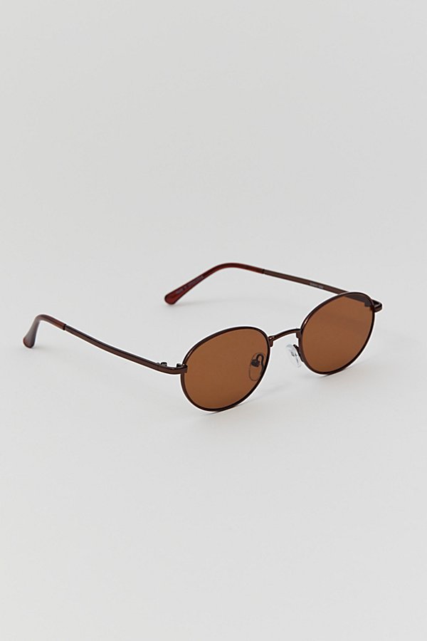 Urban Outfitters Walker Metal Oval Sunglasses In Brown, Men's At