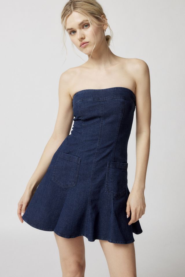 Richelle Denim Strapless Mini Dress – Madida Clothing