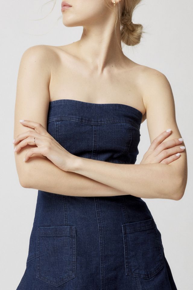 Comfort denim bandeau mini dress - Dresses & Jumpsuits - BSK Teen