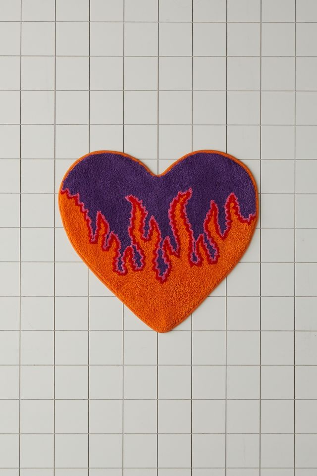 Flaming Heart Bath Mat #1