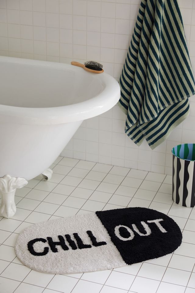 New Domi Chill Pill Bath Mat - 32x16 Inches Funny Bathroom Rug, Small