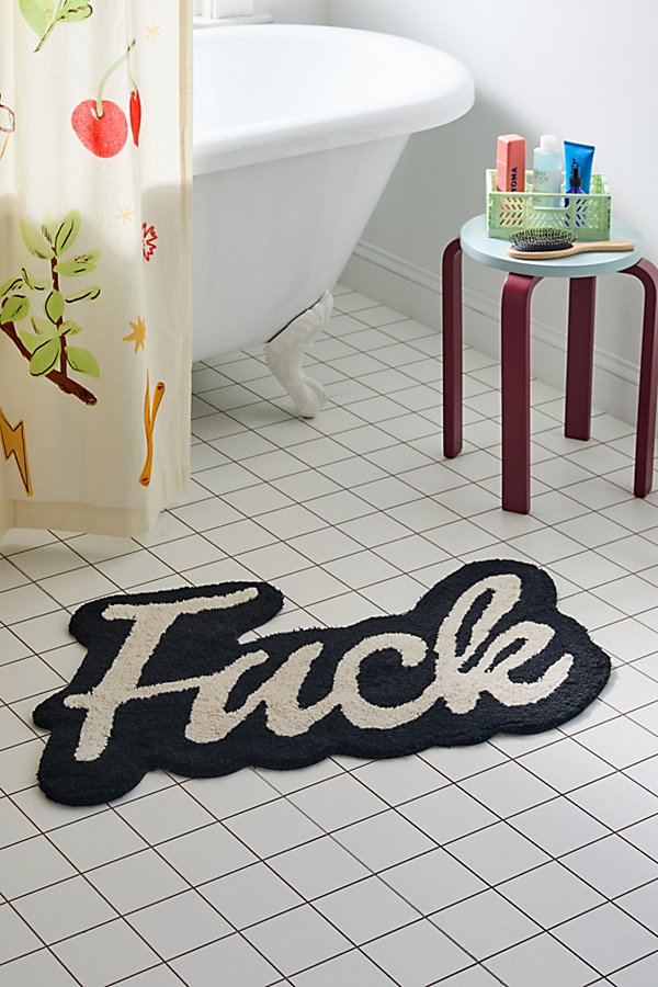 Shop Urban Outfitters F*** Bath Mat In Black/white At