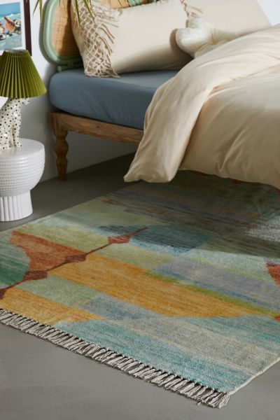 Shop Urban Outfitters Sandra Printed Chenille Rug In Green At