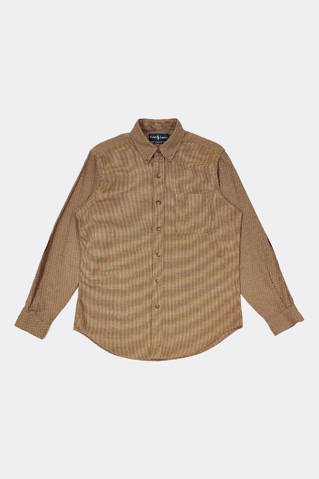 Vintage 1990's Polo Ralph Lauren Houndstooth Suede Elbow Patched Shirt