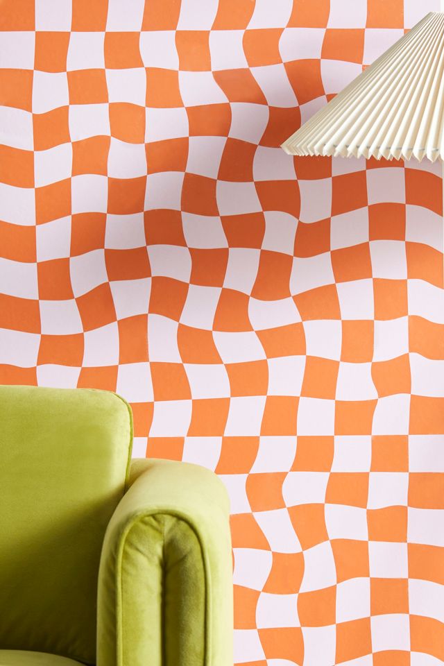 Avenie Warped Checkerboard Removable Wallpaper Urban Outfitters Canada