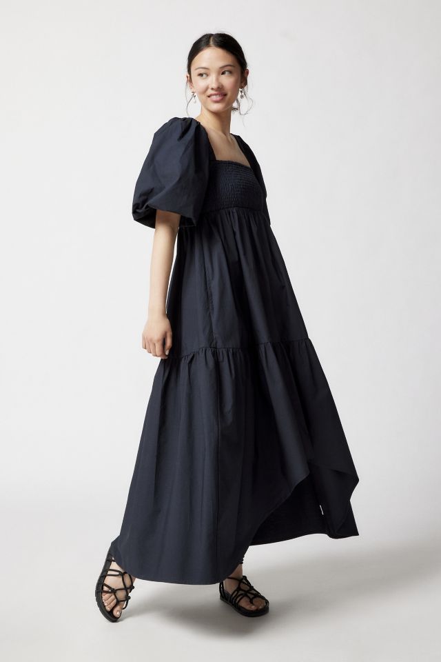 kuose Navy puff sleeves dress - ロングワンピース