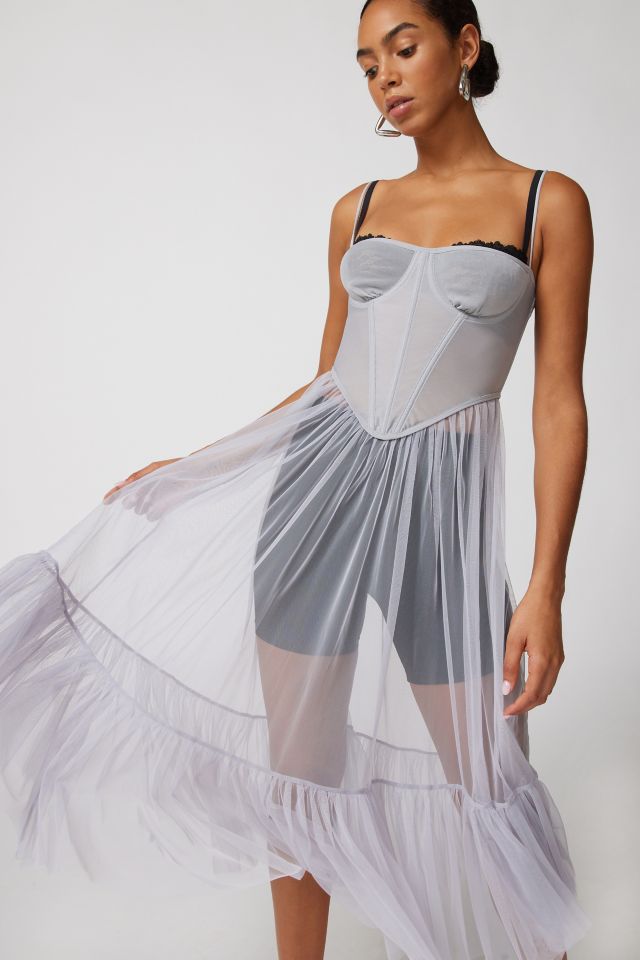 UO Dita Sheer Corset Midi Dress #1
