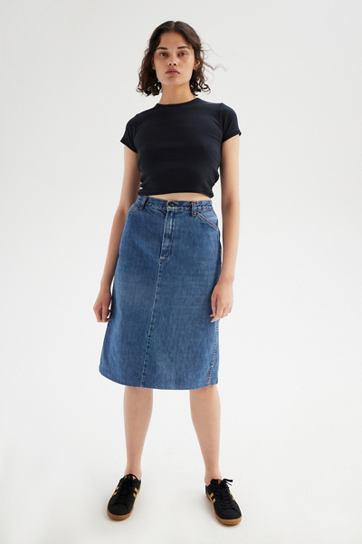 Urban Classics Tb6018-Ladies Midi Denim Skirt Ladies Skirt, Colored light blue washed
