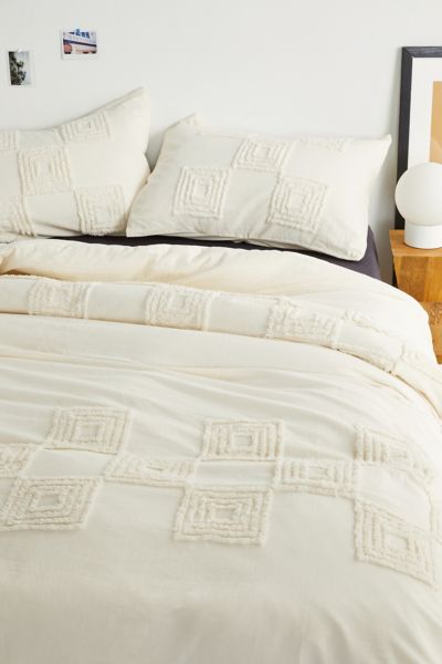 Urban Outfitters Checker Tufted Duvet Set