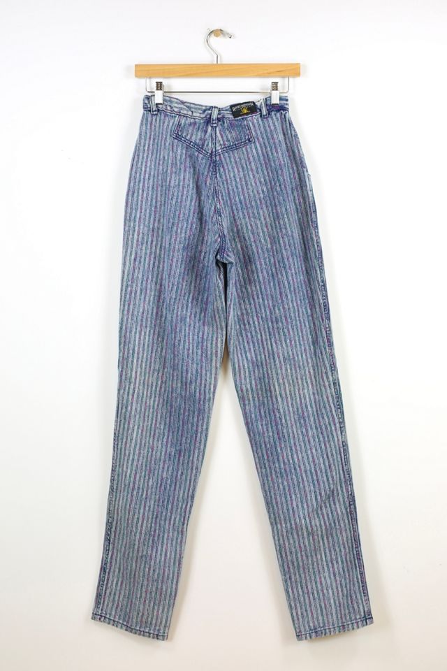 Vintage Rocky Mountain Rainbow Pin Striped High Waisted Pleated Jeans ...