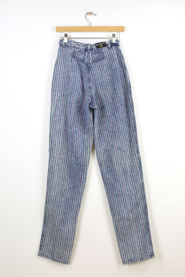 Vintage Rocky Mountain Rainbow Pin Striped High Waisted Pleated Jeans ...