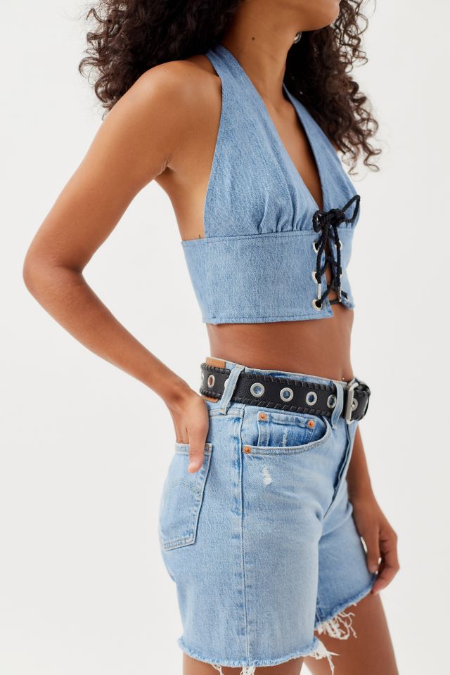 Urban Renewal Remade Denim Lace-Up Halter Top #1