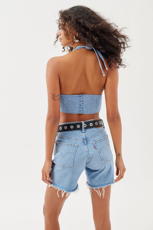 Urban Renewal Remade Denim Lace-Up Halter Top #3