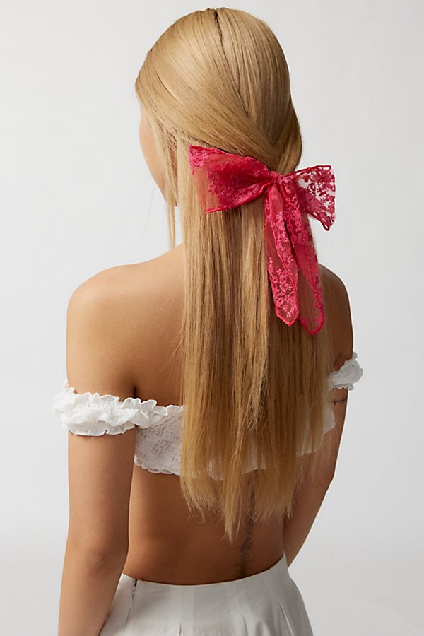 Urban Outfitters Lace Bow Barrette In Pink