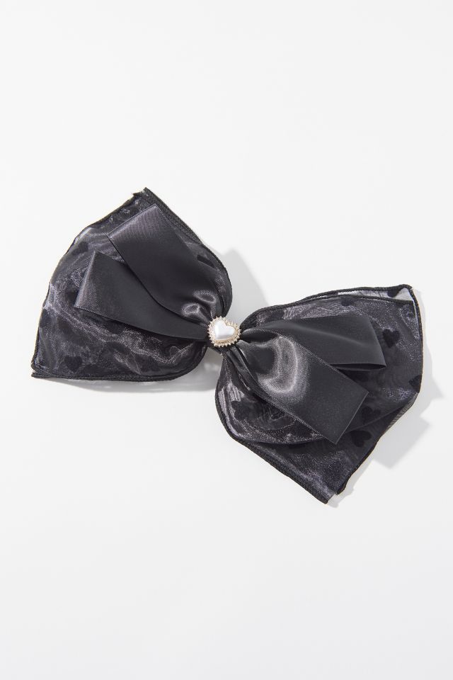 Black Heart Bow Barrette #1