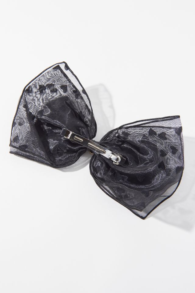 Black Heart Bow Barrette #2