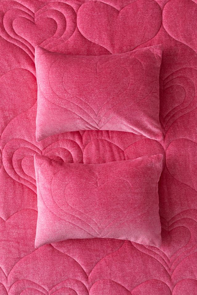 Heart Puff Velour Sham Set #1