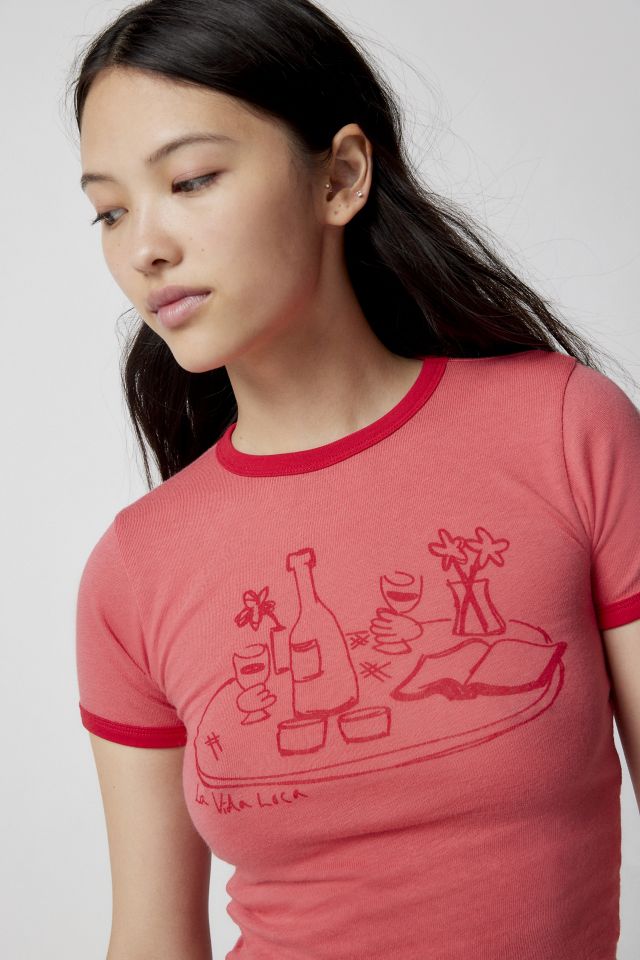 Wine And Dine Graphic Ringer Tee #2
