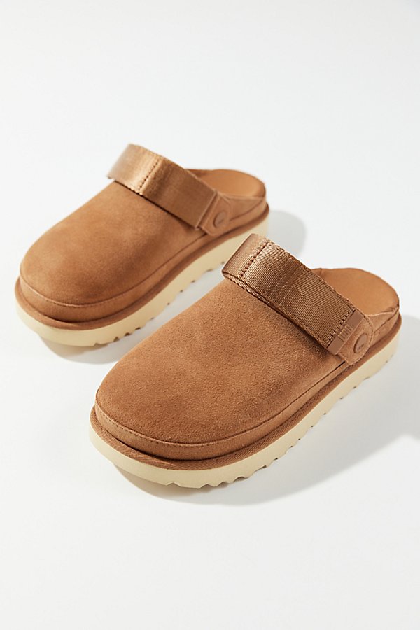 Shop Ugg Goldenstar Suede Clog In Chestnut, Women's At Urban Outfitters