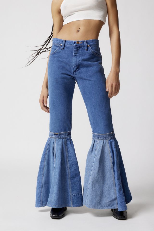 ELLERY Blue Denim High Rise Mega Flare Ruffle Bell Bottom Jeans - Size 26