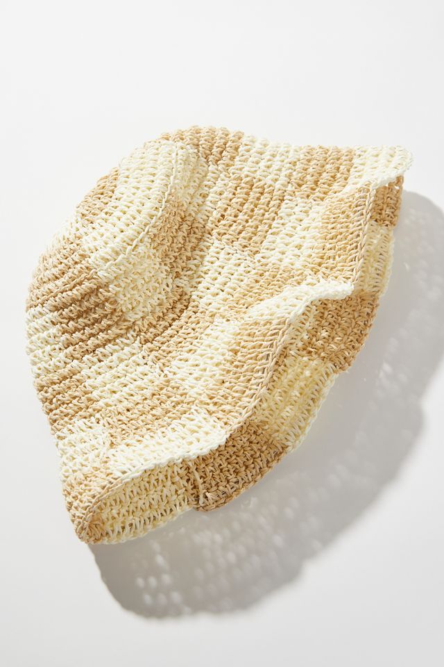 Checkered Straw Bucket Hat #2