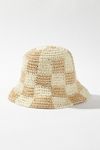 Checkerboard Patterned Straw Bucket Hat main image 1