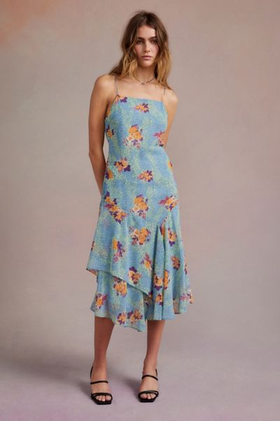 Uo Vickie Chiffon Midi Dress Urban Outfitters 