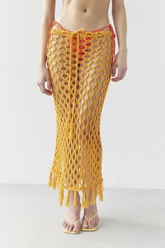 UO Estella Sheer Crochet Midi Skirt #2