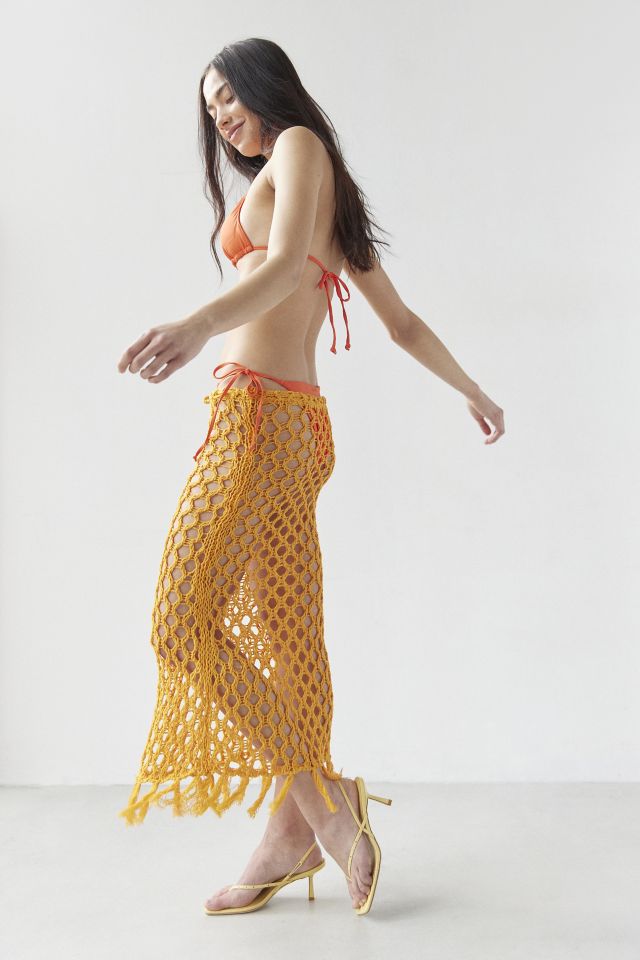 UO Estella Sheer Crochet Midi Skirt #3