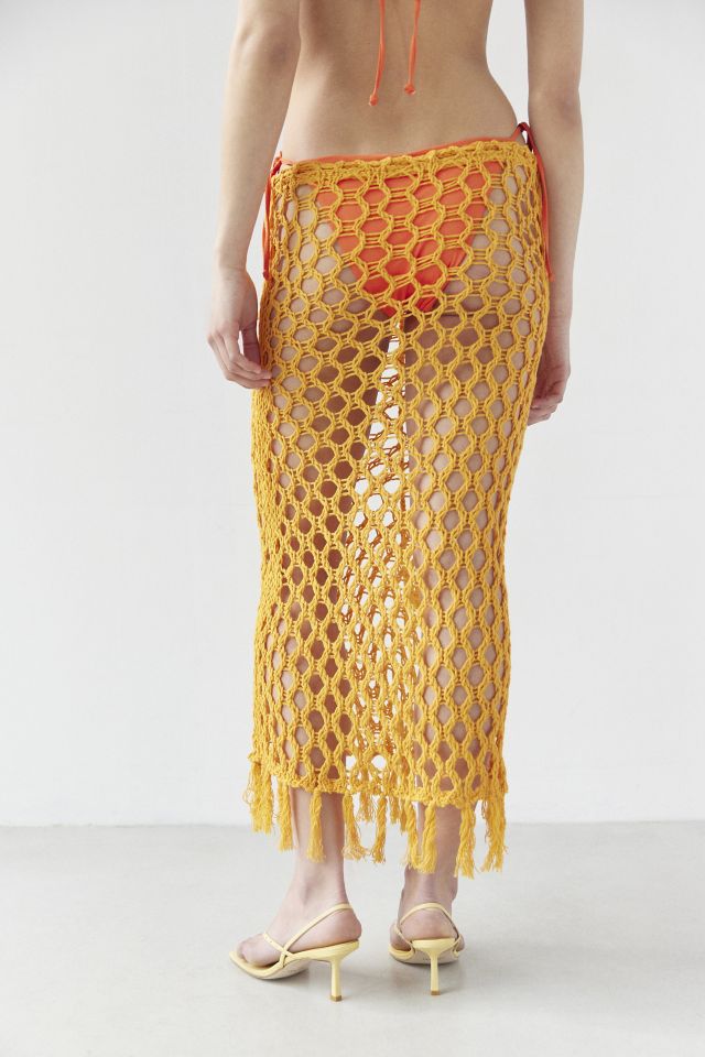 UO Estella Sheer Crochet Midi Skirt #4